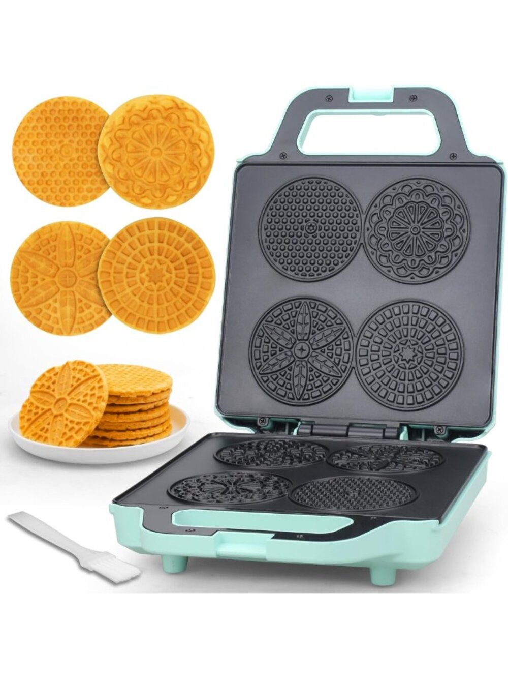 Electric Pizzelle Maker for Cookies, Thin Waffle Iron, Christmas Baking